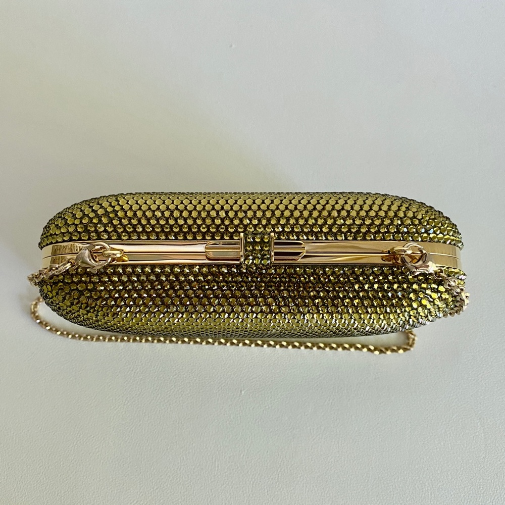 Judith Leiber Moss Green Couture Crystal Slide-Lock Bag NEW - Picture 9 of 16